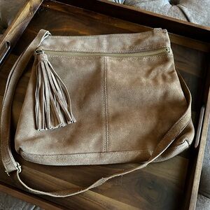 Margot Elegant Tan Suede Shoulder Bag